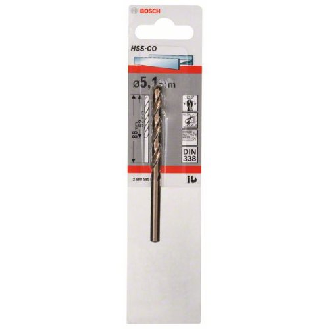Metallbohrer HSS-Co, DIN 338, 5,1 x 52 x 86 mm, 1er-Pack-Beschreibung lesen
