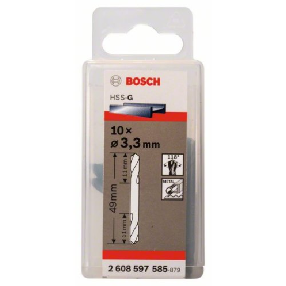 Doppelendbohrer HSS-G, 3,3 x 11 x 49 mm, 10er-Pack-Beschreibung lesen