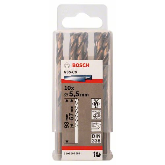 Metallbohrer HSS-Co, DIN 338, 5,5 x 57 x 93 mm, 10er-Pack-Beschreibung lesen