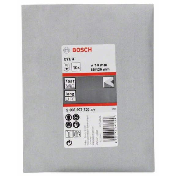 Betonbohrer CYL-3, 10 x 80 x 120 mm, d 9 mm, 10er-Pack-Beschreibung lesen