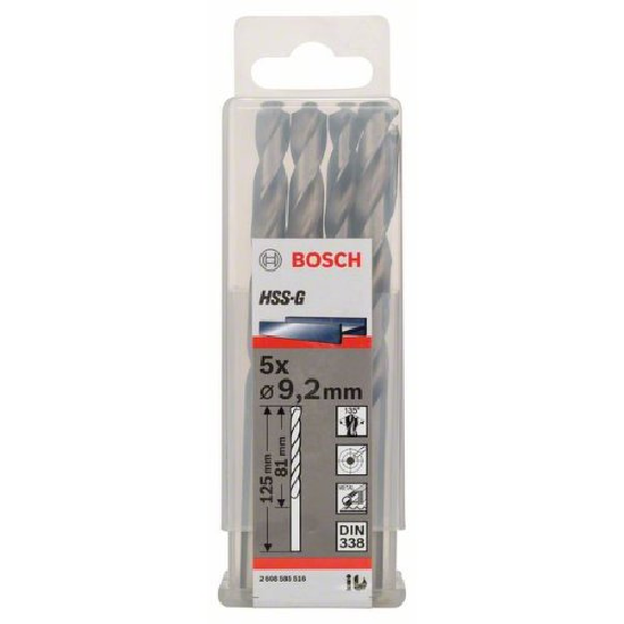 Metallbohrer HSS-G, DIN 338, 9,2 x 81 x 125 mm, 5er-Pack-Beschreibung lesen
