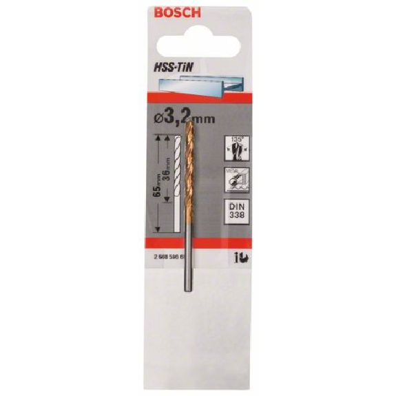 Metallbohrer HSS-TiN, DIN 338, 3,2 x 36 x 65 mm-Beschreibung lesen
