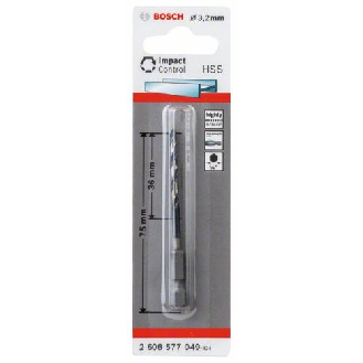 HSS Spiralbohrer Impact Control mit Sechskantschaft, 3,2 x 36 x 75 mm, 1er-Pack-Beschreibung lesen