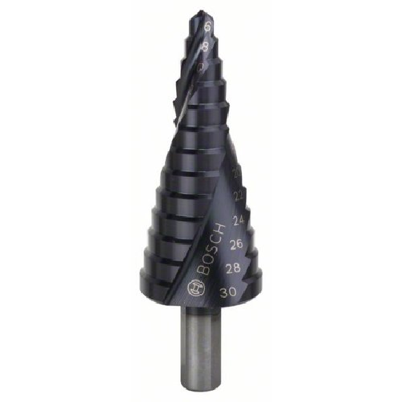 Stufenbohrer HSS-AlTiN, 6 - 30 mm, 10 mm, 93,5 mm, 13 Stufen-Beschreibung lesen