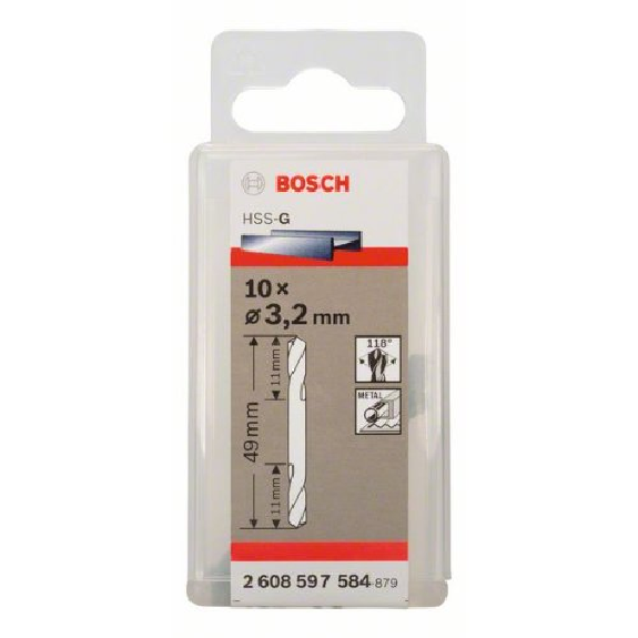 Doppelendbohrer HSS-G, 3,2 x 11 x 49 mm, 10er-Pack Doppelendbohrer HSS-G, 3,2 x 11 x 49 mm, 10er-Pack-Beschreibung lesen
