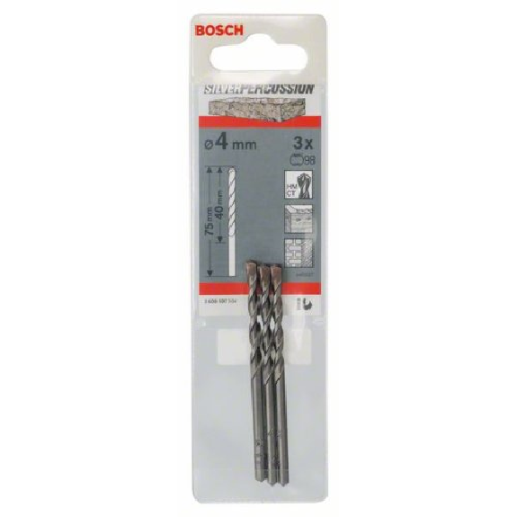 Betonbohrer CYL-3, 4 x 40 x 75 mm, d 3,3 mm, 3er-Pack-Beschreibung lesen
