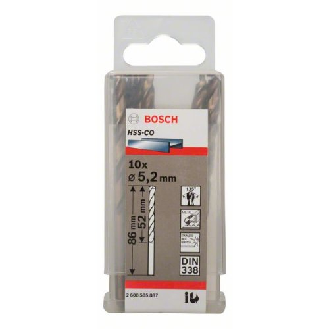 Metallbohrer HSS-Co, DIN 338, 5,2 x 52 x 86 mm, 10er-Pack-Beschreibung lesen