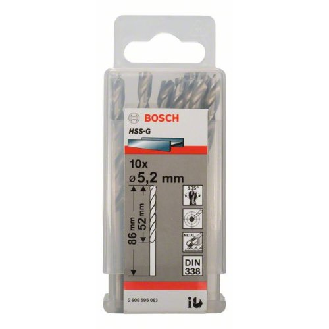Metallbohrer HSS-G, DIN 338, 5,2 x 52 x 86 mm, 10er-Pack-Beschreibung lesen