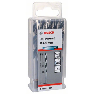 Metallspiralbohrer HSS PointTeQ, DIN 338, 4,9 mm, 10er-Pack-Beschreibung lesen