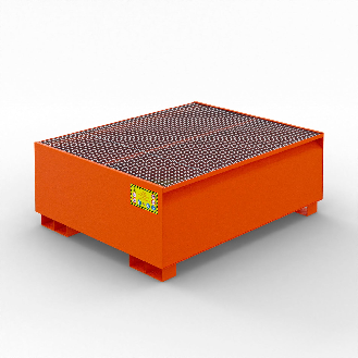 Bac de récupération pour 1 citerne IBC en acier de 1000 litres - Orange-Lire la description
