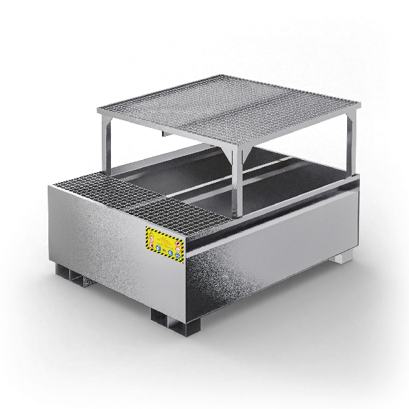 Bac de récupération pour 1 citerne IBC en acier de 1000 litres Galvanisé Bac de récupération pour 1 citerne IBC en acier de 1000 litres Galvanisé-Lire la description