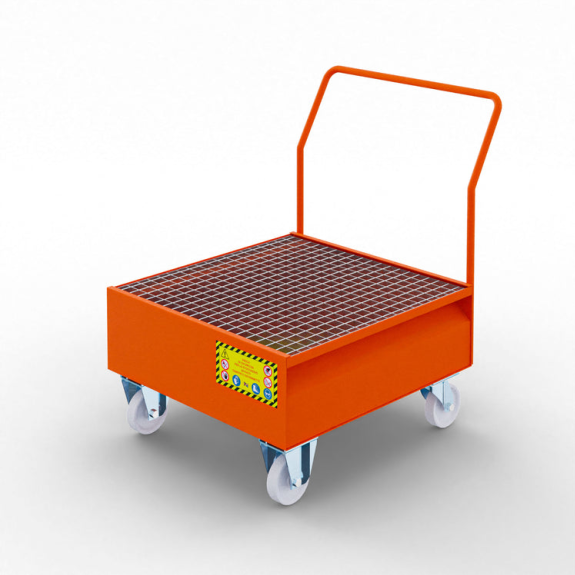 Bac de récupération mobile pour 1 fût en acier de 200 litres - Orange Bac de récupération mobile pour 1 fût en acier de 200 litres - Orange-Lire la description