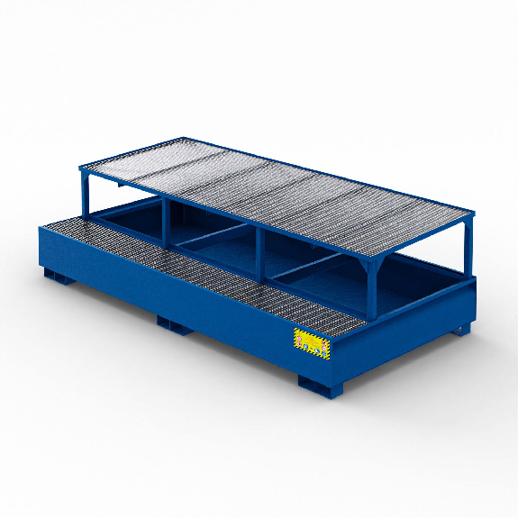 Bac de récupération pour 3 citernes IBC en acier de 1000 litres - Bleu Bac de récupération pour 3 citernes IBC en acier de 1000 litres - Bleu-Lire la description