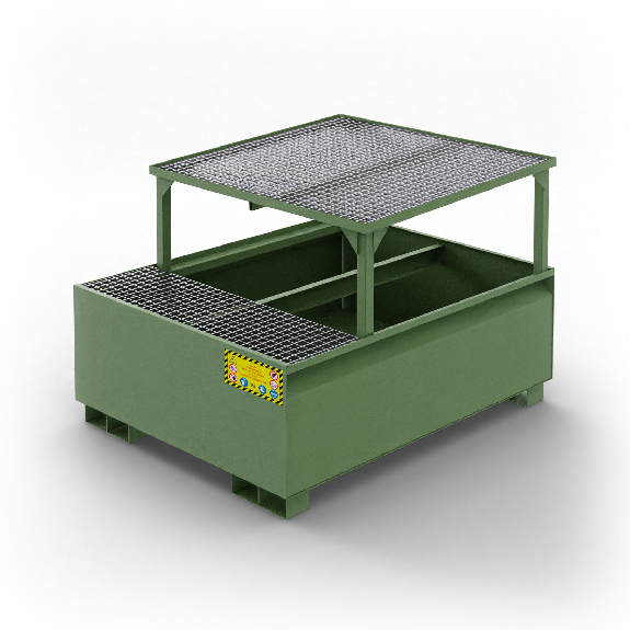 Bac de récupération pour 1 citerne IBC en acier de 1000 litres - Vert Bac de récupération pour 1 citerne IBC en acier de 1000 litres - Vert-Lire la description