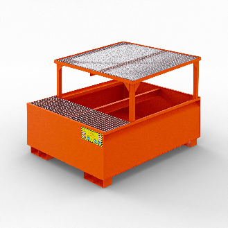 Bac de récupération pour 1 citerne IBC en acier de 1000 litres - Orange-Lire la description