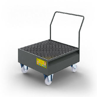 Bac de récupération mobile pour 1 fût en acier de 200 litres - Gris-Lire la description