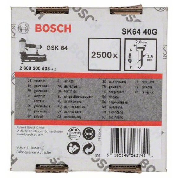 Senkkopf-Stift SK64 40G, 1,6 mm, 40 mm, verzinkt Senkkopf-Stift SK64 40G, 1,6 mm, 40 mm, verzinkt-Beschreibung lesen