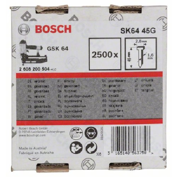 Senkkopf-Stift SK64 45G, 1,6 mm, 45 mm, verzinkt Senkkopf-Stift SK64 45G, 1,6 mm, 45 mm, verzinkt-Beschreibung lesen
