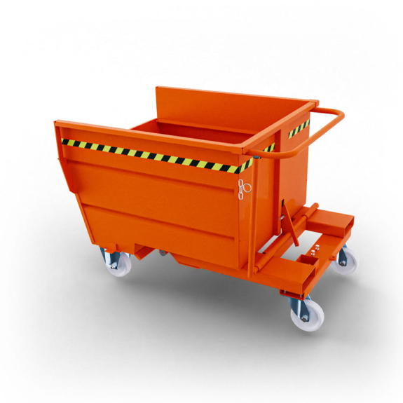 Benna ribaltabile con ruote da 750 lt- Arancione-Leggi tutto