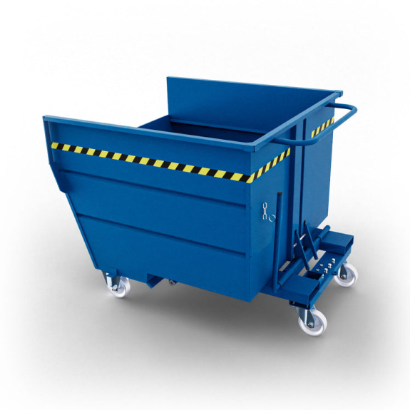 Volquete contenedor con ruedas de 1350 lt- Azul-Leer más