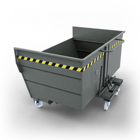 Benna ribaltabile con ruote da 2000 lt- Grigio-Leggi tutto