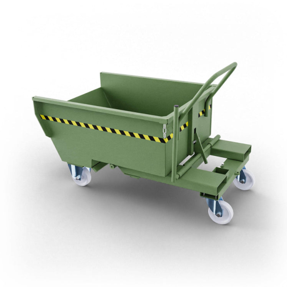 Benna ribaltabile con ruote da 300 lt- Verde-Leggi tutto