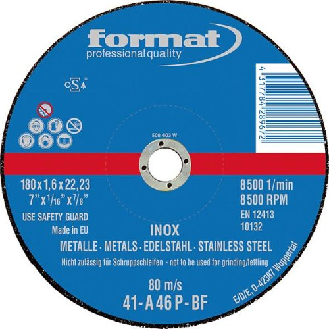 Trennscheibe für V2A 180x1,6mm gerade-Beschreibung lesen