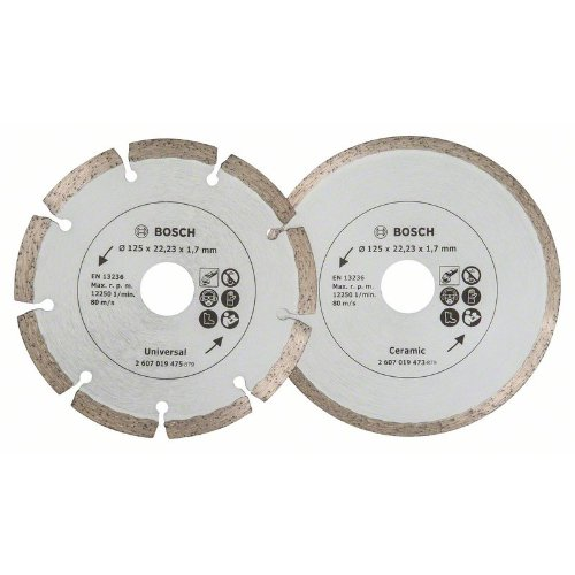 Disque à tronçonner diamanté pour carrelage et matériaux de construction, diamètre : 115 mm, lot de 2-Leggi tutto