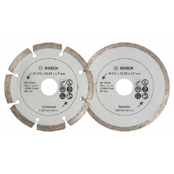 Diamanttrennscheibe für Fliesen und Baumaterial, Durchmesser: 115 mm, 2er-Pack Diamanttrennscheibe für Fliesen und Baumaterial, Durchmesser: 115 mm, 2er-Pack-Beschreibung lesen