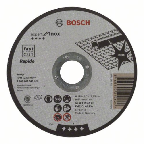 Trennscheibe gerade Expert for Inox - Rapido AS 60 T INOX BF, 125 mm, 1,0 mm-Beschreibung lesen