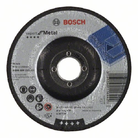 Schruppscheibe gekröpft Expert pour métal A 30 T BF, 125 mm, 22,23 mm, 6 mm-Lire la description