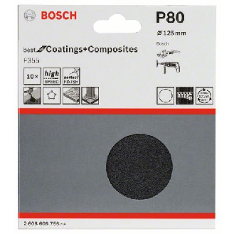 Schleifblatt Papier F355, 125 mm, 80, ungelocht, Klett, 10er-Pack-Beschreibung lesen