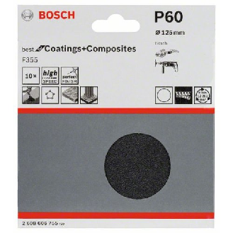 Schleifblatt Papier F355, 125 mm, 60, ungelocht, Klett, 10er-Pack-Beschreibung lesen