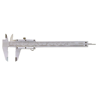 Taschen-Messschieber 0-150mm mit Feststellschraube und Nonius 1/128" Oben und 1/20-39 mm Unten-Beschreibung lesen