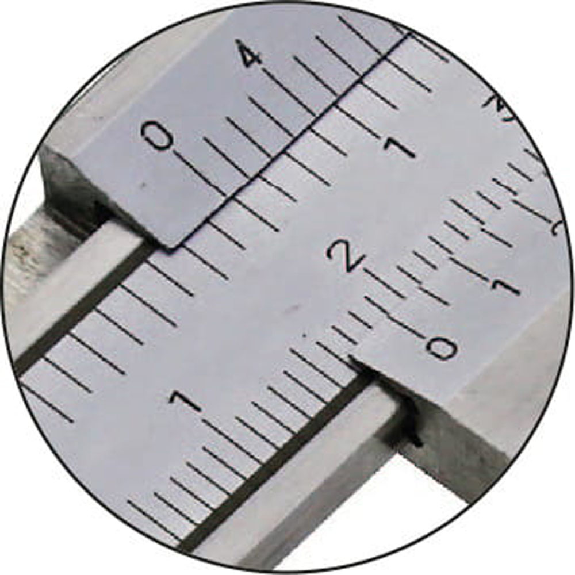 Taschen-Messschieber 0-150mm mit Momentfeststellung und Nonius 1/1000" Oben und 1/50-49 mm Unten-Beschreibung lesen
