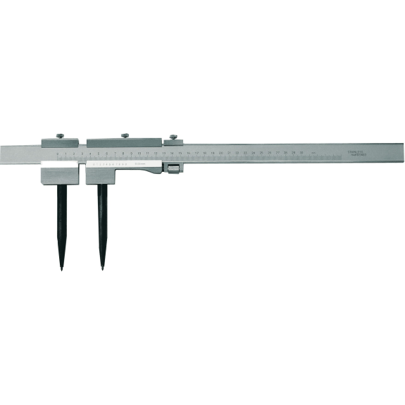 Stangen-Zirkel-Messschieber mit flacher Vierkantstange und auswechselbaren HM-Spitzen 0-300mm-Beschreibung lesen
