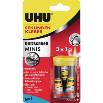 Sekundenkleber blitzschnell MINIS Gel 3x 1g farblos Tube-Beschreibung lesen