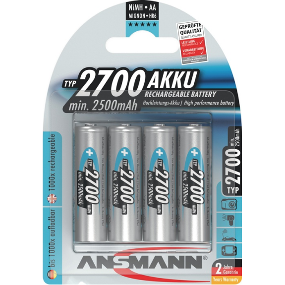 Akkuzelle 1,2 V 2700 mAh R6-AA-Mignon HR6 4 4St./Blister-Beschreibung lesen