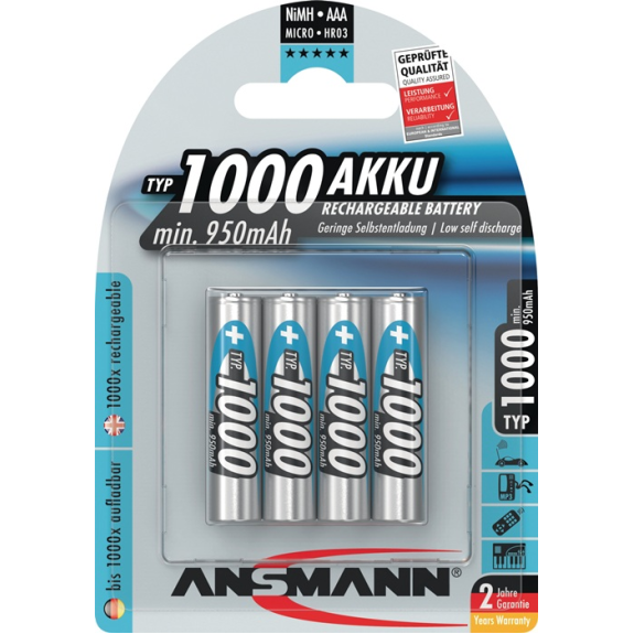 Akkuzelle 1,2 V 1000 mAh R03-AAA-Micro HR03 4 4St./Blister-Leggi tutto