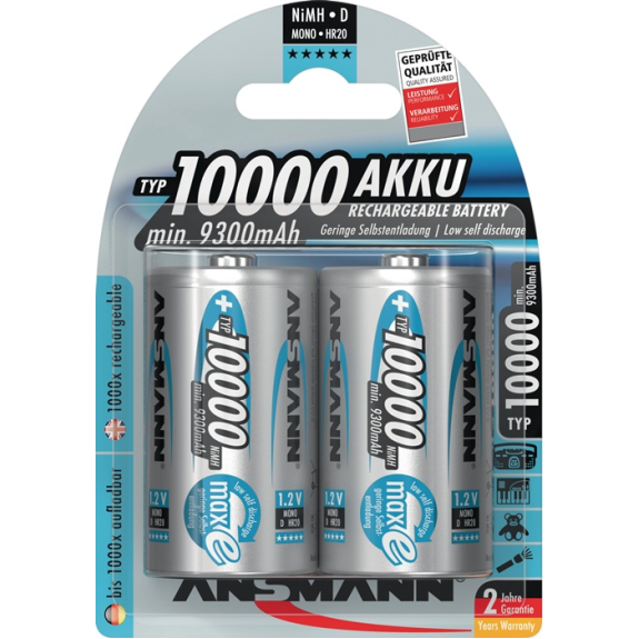 Akkuzelle 1,2 V 10000 mAh R20-D-Mono HR20 2 2St./Blister-Beschreibung lesen