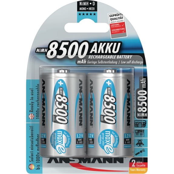 Akkuzelle maxE 1,2 V 8500 mAh R20-D-Mono HR20 2 2St./Blister Akkuzelle maxE 1,2 V 8500 mAh R20-D-Mono HR20 2 2St./Blister-Beschreibung lesen