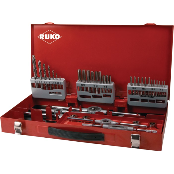 Outils de coupe de filetage M3-M4-M5-M6-M8-M10-M12 44 pièces HSS-Leggi tutto