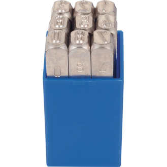 Schlagzahlensz 330 9-tlg.Zahlen 0-9 Schrift-H.12mm in Ku.-Box-Beschreibung lesen