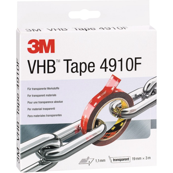 Montageband VHB Tape 4910F transp.L. B.19mm Rl. Montageband VHB Tape 4910F transp.L. B.19mm Rl.-Beschreibung lesen
