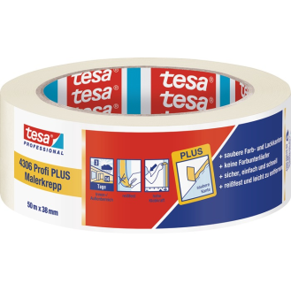 Malerkreppband 4306 Profi PLUS leicht gekreppt hellbeige L.50m B.38mm Rl.-Beschreibung lesen