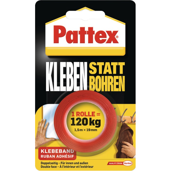 Montageband Kleben stt Bohren transl.L.1,5m B.19mm Rl.-Beschreibung lesen