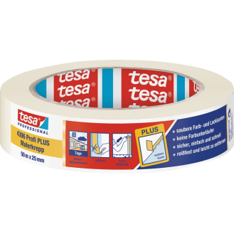 Malerkreppband 4306 Profi PLUS leicht gekreppt hellbeige L.50m B.25mm Rl.-Beschreibung lesen