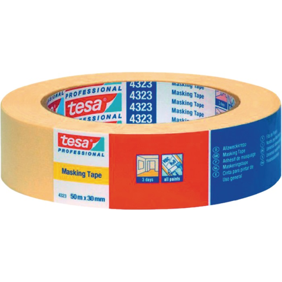 Kreppband 4323 leicht gekreppt hellbeige L.50m B.30mm Rl. Kreppband 4323 leicht gekreppt hellbeige L.50m B.30mm Rl.-Beschreibung lesen