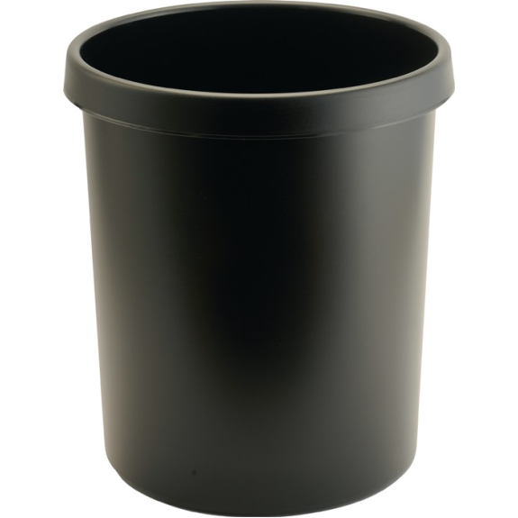 Corbeille à papier 30l H405xØ350mm avec bord à poignée, noir-Leggi tutto