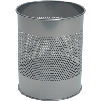 Papierkorb 15l H315xØ260mm Lochraster Metall epoxidharz.silber-metallic-Beschreibung lesen